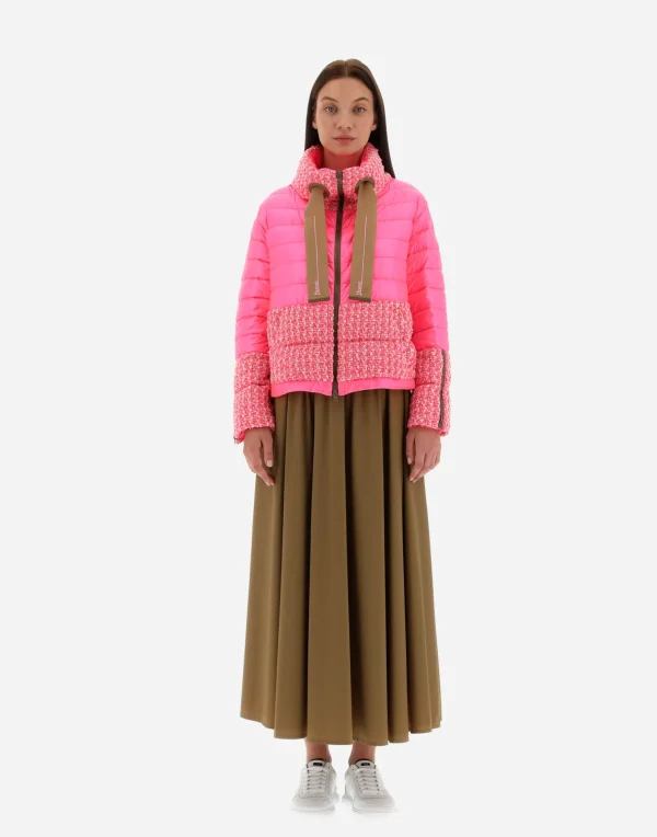 Clearance Bomberjacke Aus Fashion Boucle & Nylon Ultralight Kurze Daunenjacken