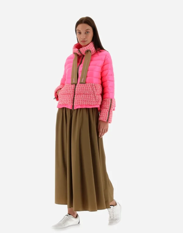 Clearance Bomberjacke Aus Fashion Boucle & Nylon Ultralight Kurze Daunenjacken