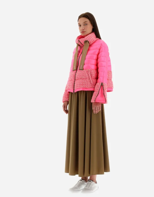 Clearance Bomberjacke Aus Fashion Boucle & Nylon Ultralight Kurze Daunenjacken