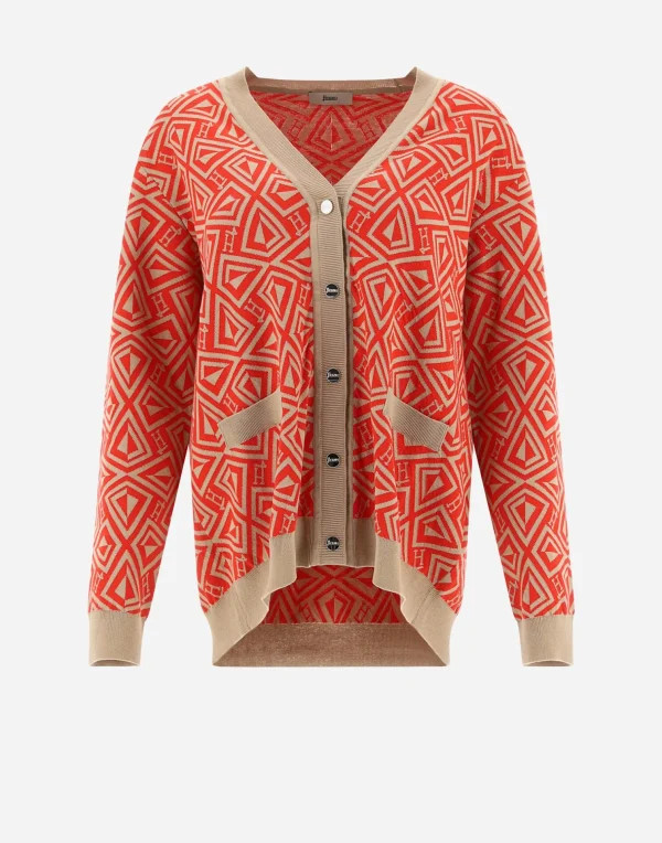 Sale Cardigan Aus Geometric Monogram Jacquard Pullover & Strickjacken