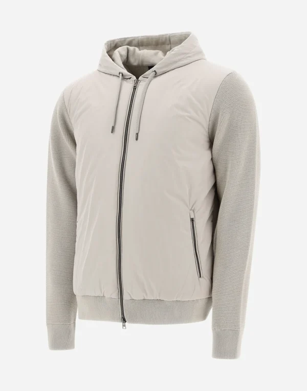 Clearance Cardigan Aus Waffle Knit & Nylon Bomber