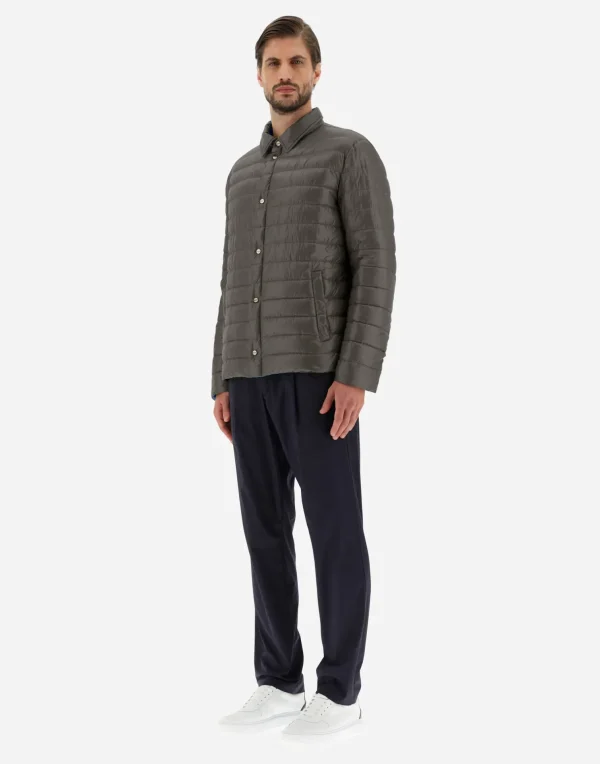 Sale Wendbares, Zweifarbiges Hemd Aus Nylon Ultralight Kurze Daunenjacken